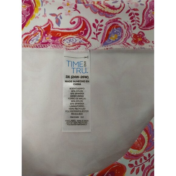 Time and Tru Womens 3XL Paint Me Paisley Mid Rise Bikini Bottoms Swim Low Front - Picture 5 of 6